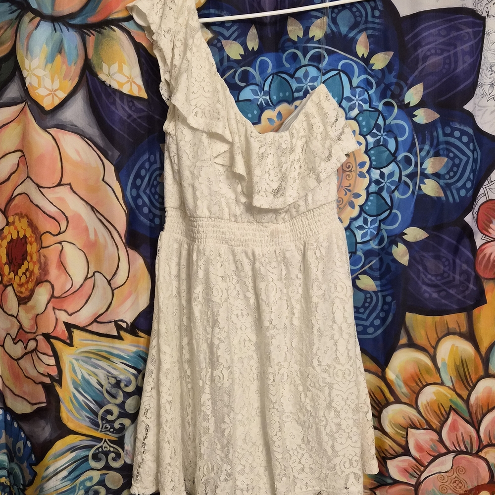 Love Reign One Shoulder White Lace Dress